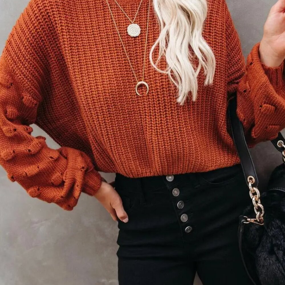 Orange Cropped Sweater NEW M Medium